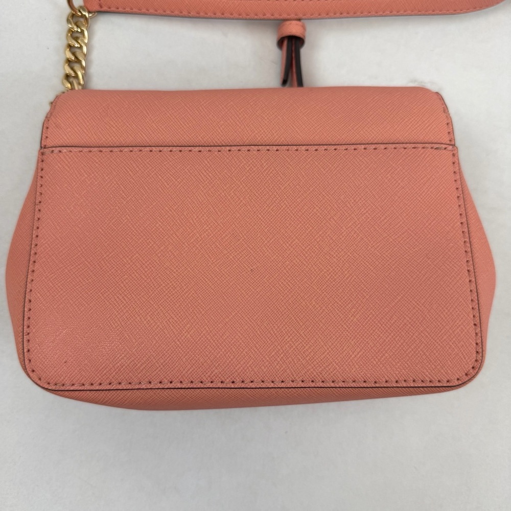 Michael Kors Mercer Extra Small Pebbled Leather Crossbody Bag Pink Gold Chain - Picture 5 of 10
